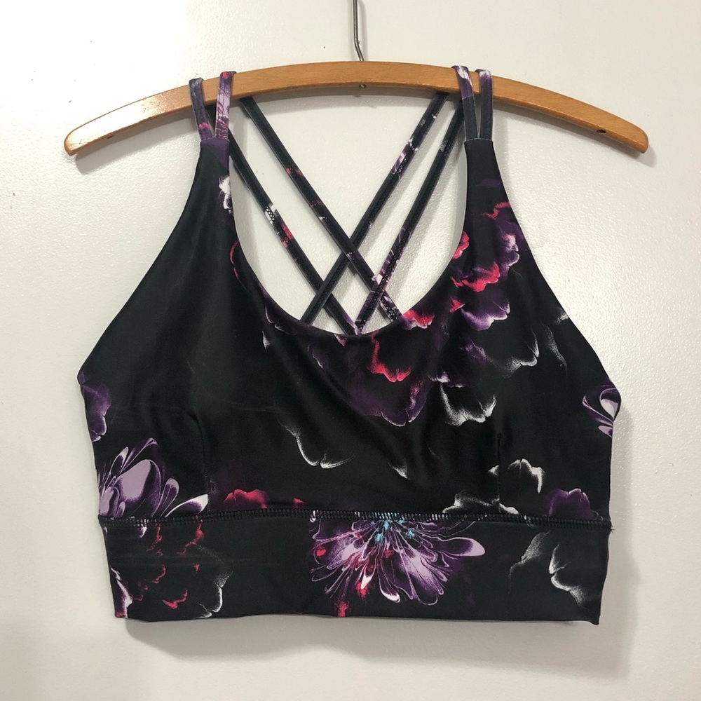 Black Floral Sports Bra Size Large